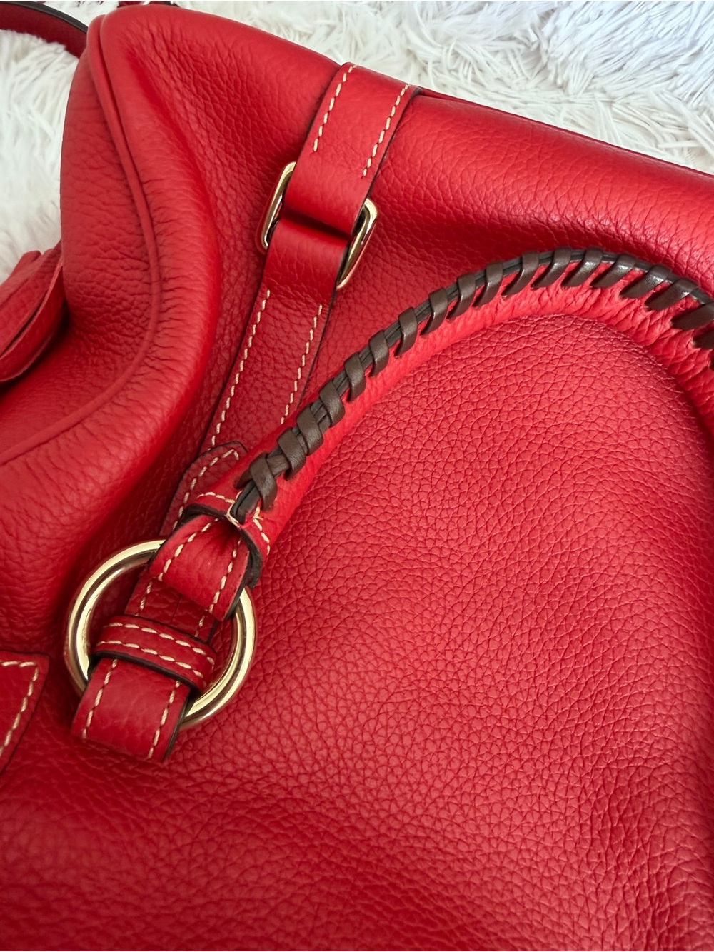 Dooney & Bourke Pebble Grain Satchel in Red - Picture 9 of 11